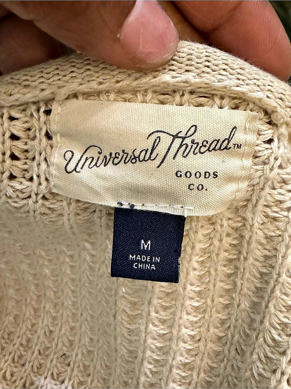 Universal Thread Open Front Waffle Knit Cardigan Cream Medium - Picture 3 of 4